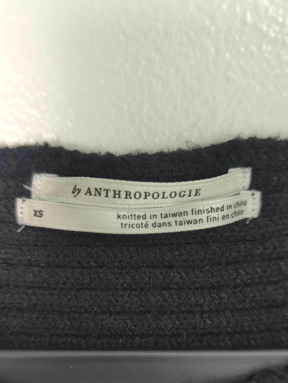Anthropologie Black Ribbed Knit Batwing Dolman Sleeve Boatneck Sweater Size XS - Picture 4 of 6